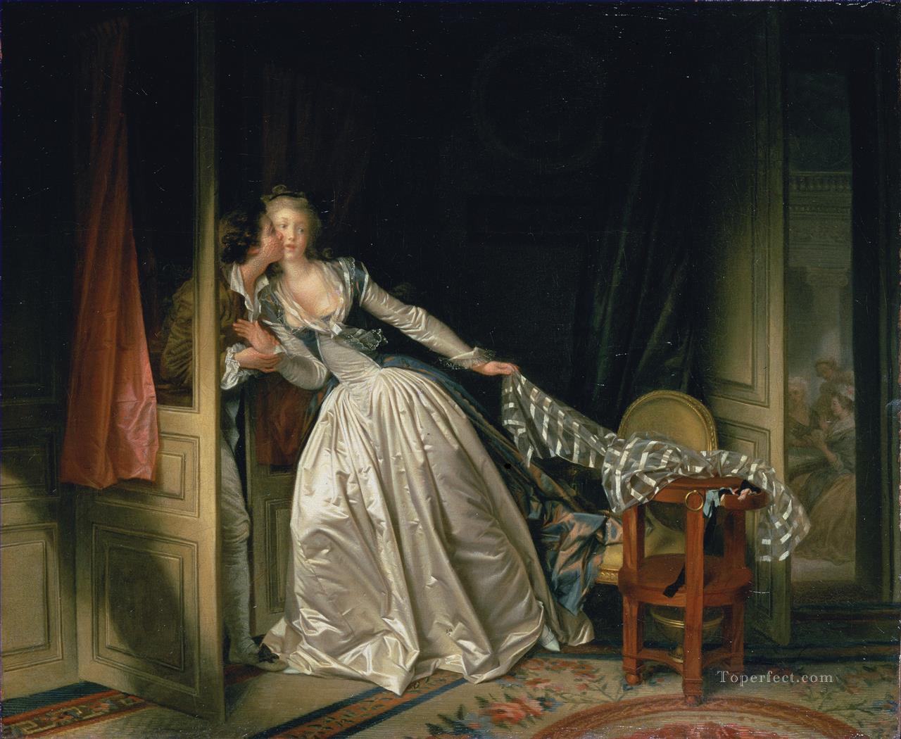 The Stolen Kiss Rococo hedonism eroticism Jean Honore Fragonard Oil Paintings